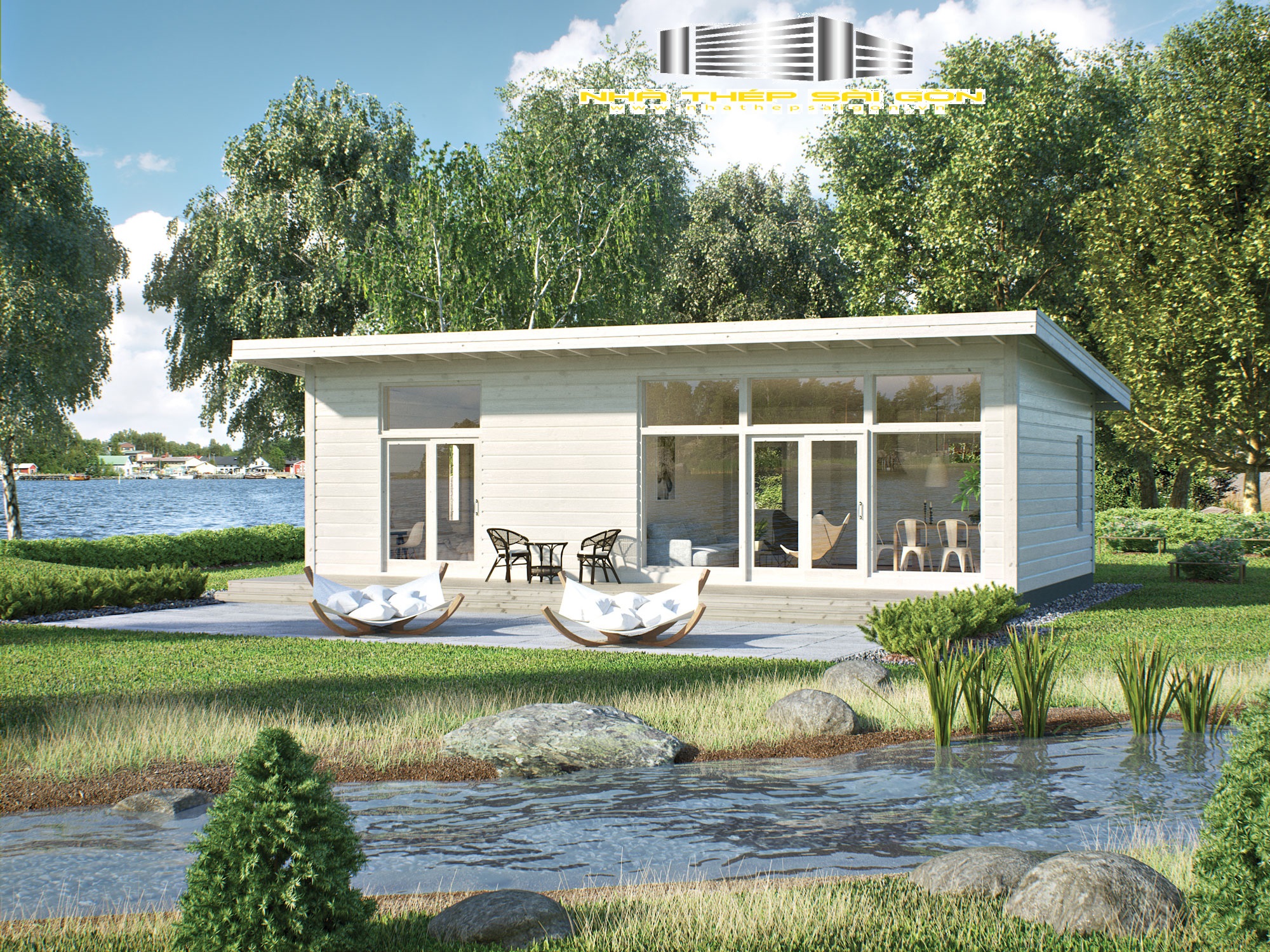 Nhà lắp ghép cấp 4 phong cách Bắc Âu kiểu 1