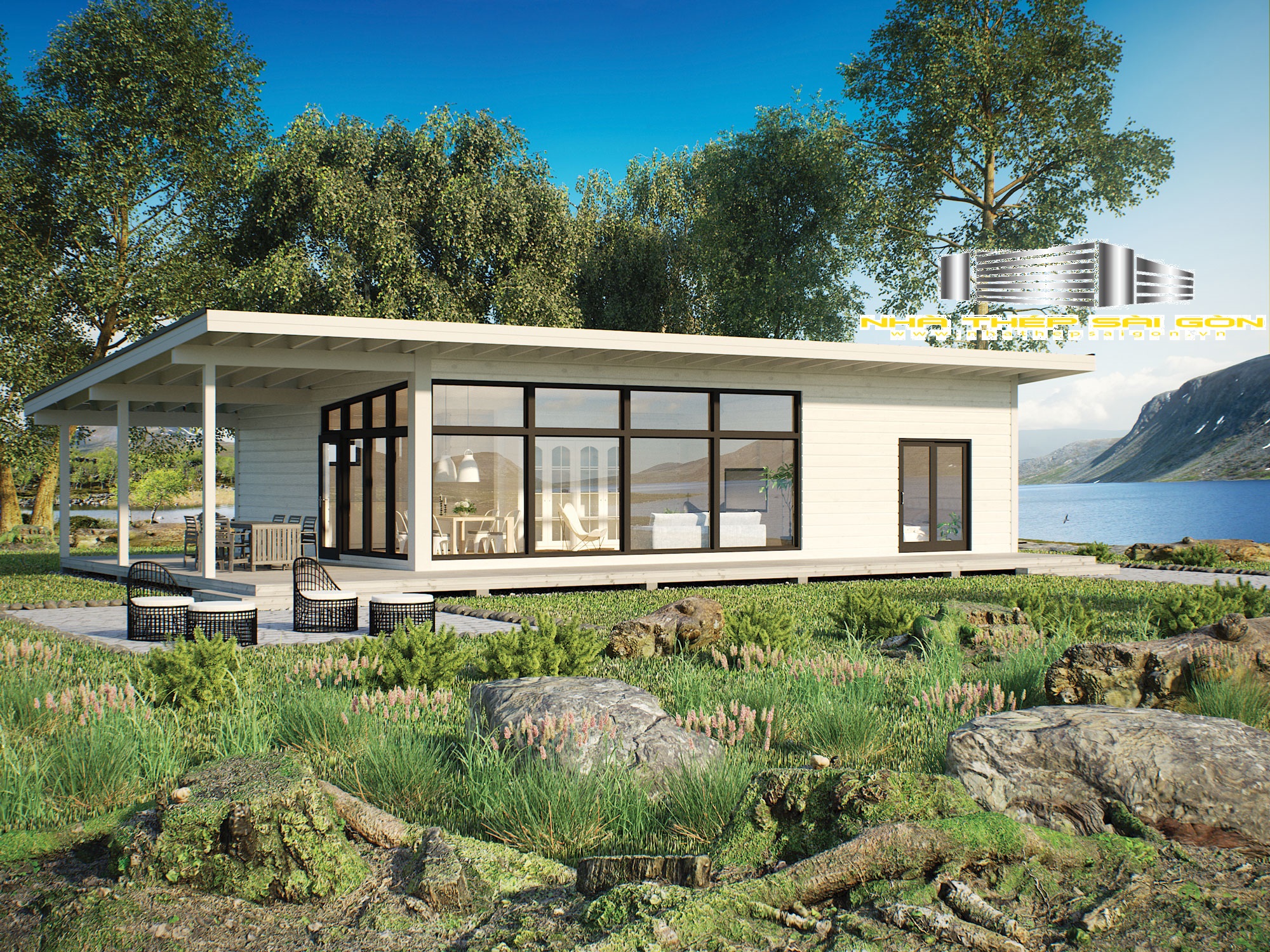 Nhà lắp ghép cấp 4 phong cách Bắc Âu kiểu 6