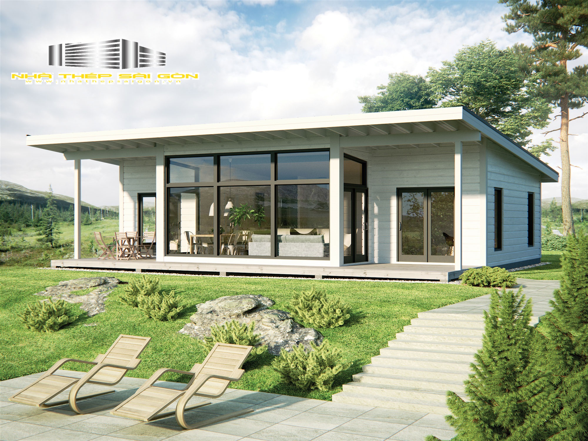 Nhà lắp ghép cấp 4 phong cách Bắc Âu kiểu 7