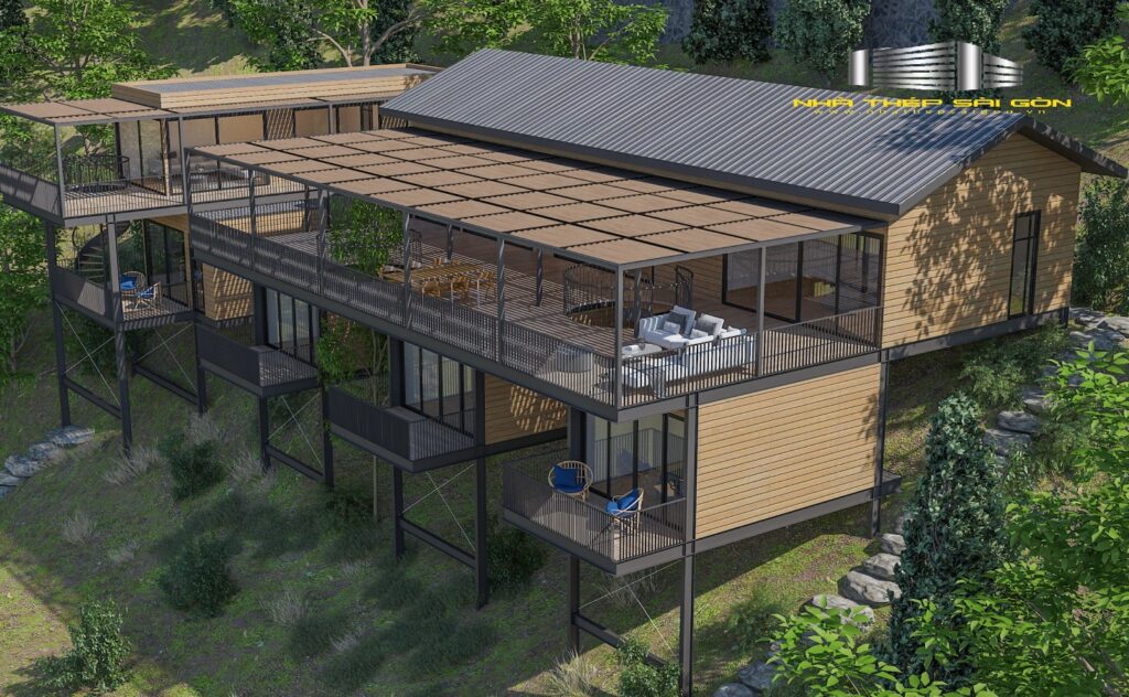 nhà tiền chế dâng dụng trên đồi